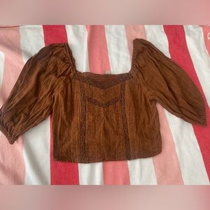 American Eagle Brown (floral) western top